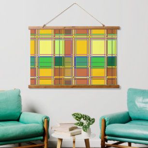 Karibik Buntes Tuch Madras Kariert Wandteppich Mit Holzrahmen