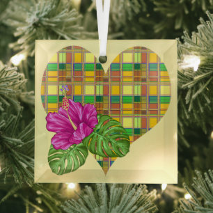 Karibik Buntes Tuch Madras Karo Ornament Aus Glas
