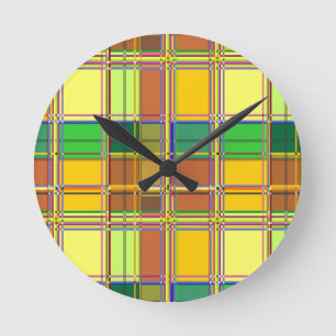 Karibik Buntes Tuch Madras Karo Runde Wanduhr
