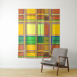 Karibik Buntes Tuch Madras Karo Wandteppich