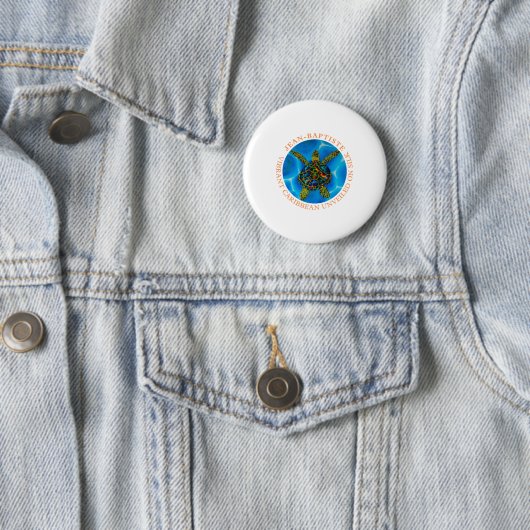 Karibik enthüllt auf Seide. - Regenbogensee Schild Button (Beispiel)