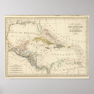 Karibik, Golf von Mexiko und Guatemala Poster