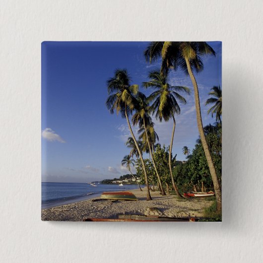 KARIBIK, Grenada, St. George, Boote auf Palmen Button (Vorderseite)