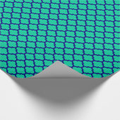 Karibik Grüne Marine Blaue marokkanische Quatrefol Geschenkpapier (Ecke)