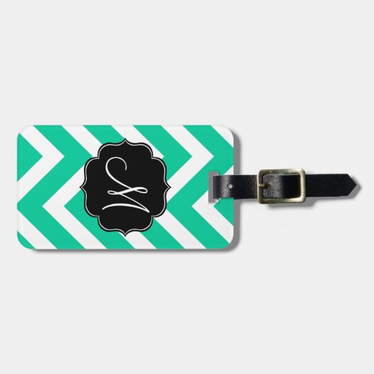 Karibik - Grüne und weiße Zickzack Streifen Gepäckanhänger (Vorderseite horizontal)