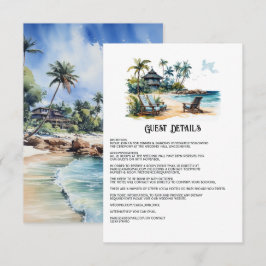 Karibik Hochzeit in Urlaubsort Guest Details Begleitkarte