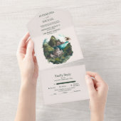 Karibik-Hochzeit in Urlaubsort in Aquarellen All In One Einladung (Abreißen)