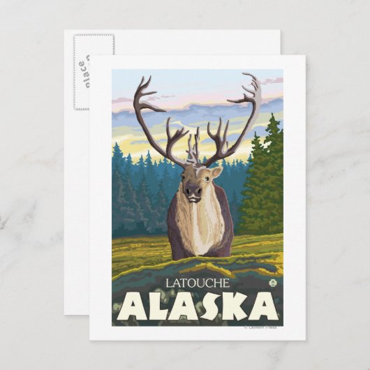 Karibik im Wald - Latouche, Alaska Postkarte (Vorne/Hinten)