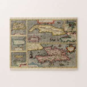 Karibik Inseln Karte Vintage Jamaika Puerto Rico Puzzle