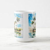 Karibik-Inselparadies-Wasserfarbe Palmen v2 Kaffeetasse (Mittel)