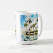 Karibik-Inselparadies-Wasserfarbe Palmen v2 Kaffeetasse (VorderseiteRechts)