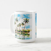 Karibik-Inselparadies-Wasserfarbe Palmen v2 Kaffeetasse (Vorderseite Links)