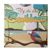 Karibik Island Vintages Retroposter Fliese (Vorderseite)