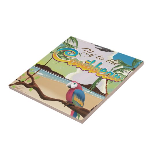 Karibik Island Vintages Retroposter Fliese (Seite)