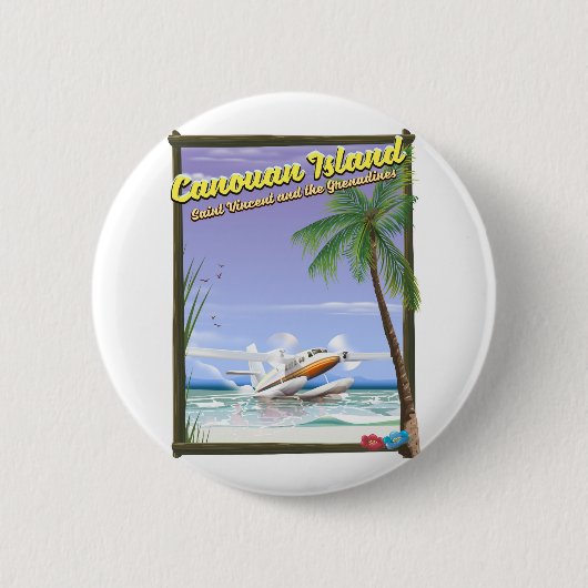 Karibik, Kanuische Inseln Paradies Poster. Button (Vorderseite)