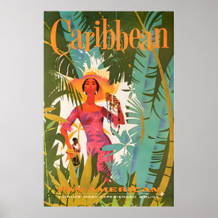 Karibik-Kunst Druck Pan American Travel Poste Poster