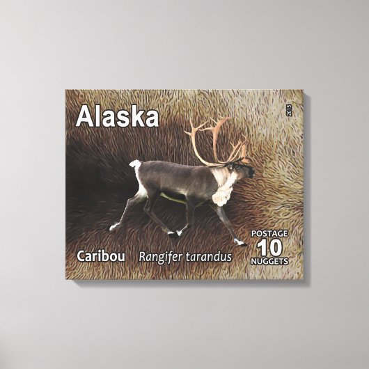 Karibik (Reindeer) - Alaska Postage Leinwanddruck (Vorderseite)