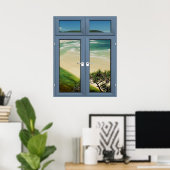Karibik Sandy Beach Window Landschaft - Illusion Poster (Heimbüro)