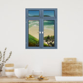 Karibik Sandy Beach Window Landschaft - Illusion Poster (Küche)