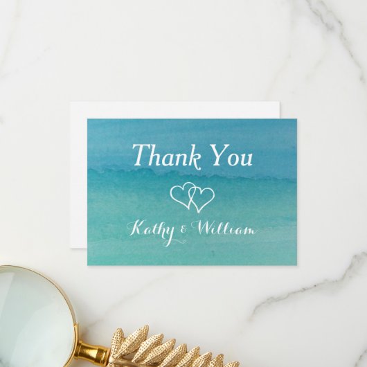 Karibik Seefeld Hochzeit am Strand Dankeskarte (Vorderseite/Rückseite Beispiel)