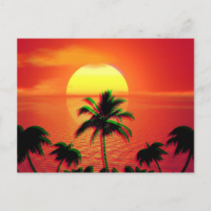Karibik-Sonnenuntergang Vaporwave Ästhetik Retro 8 Postkarte
