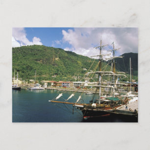 Karibik, St. Lucia, Soufriere. Boote in Postkarte