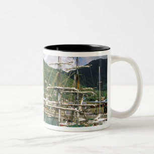 Karibik, St. Lucia, Soufriere. Boote in Zweifarbige Tasse