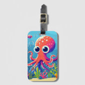 Karibik-/Tropen-/Hawaii süße Octopus Gepäckanhänger (Vorderseite Vertikal)