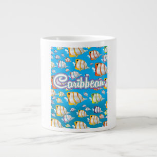 Karibik tropische Fische Reiseplakat. Jumbo-Tasse