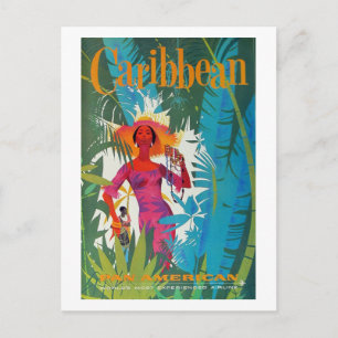 Karibik Vintage-Reiseplakat Postkarte