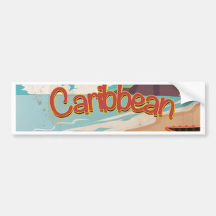 Karibik Vintage-Strand-Reiseplakat Autoaufkleber