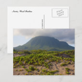 Karibik Vulkaninsel Peak Vom Strand Postkarte (Vorne/Hinten)