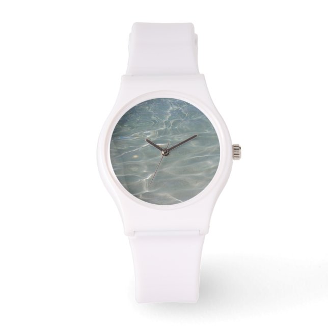 Karibik Wasser Abstrakt blauer Natur Armbanduhr (Vorderseite)