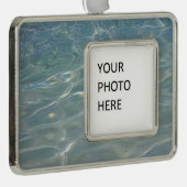 Karibik Wasser Abstrakt blauer Natur Rahmen-Ornament Silber (Rechts)