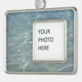 Karibik Wasser Abstrakt blauer Natur Rahmen-Ornament Silber (Links)