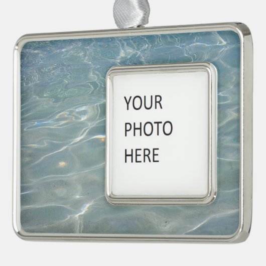 Karibik Wasser Abstrakt blauer Natur Rahmen-Ornament Silber (Links)