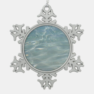 Karibik Wasser Abstrakt blauer Natur Schneeflocken Zinn-Ornament