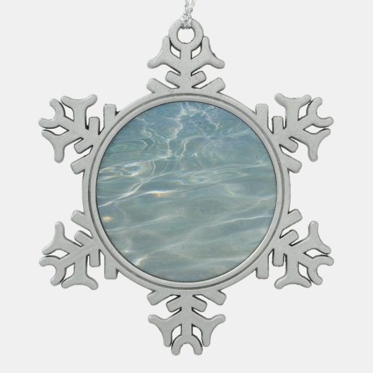 Karibik Wasser Abstrakt blauer Natur Schneeflocken Zinn-Ornament (Vorderseite)
