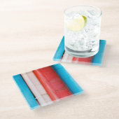 Karibikfarben - abstrakt glasuntersetzer (Schrägansicht)