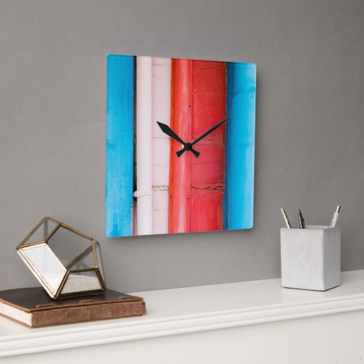 Karibikfarben - abstrakt quadratische wanduhr (Büro)