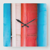 Karibikfarben - abstrakt quadratische wanduhr (Vorderseite)