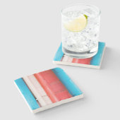 Karibikfarben - abstrakt steinuntersetzer (Seitenansicht)