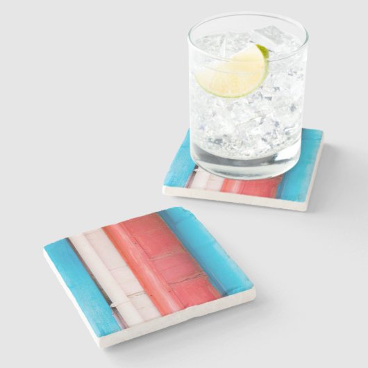 Karibikfarben - abstrakt steinuntersetzer (Seitenansicht)