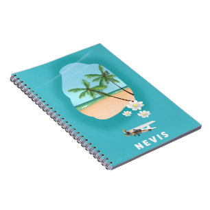 Karibikinsel Nevis Illustrierte Karte. Notizblock