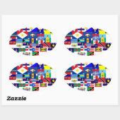 karibisch ovaler aufkleber (Blatt)