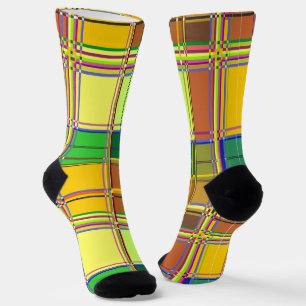 Karibische Bunte Leinenstoff Madras Tartan Socken