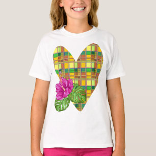 Karibische Bunte Leinwand Madras Tartan T-Shirt