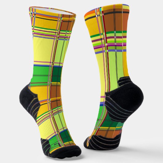 Karibische Bunte Stoff Madras Kariert Socken (Gewinkelt)