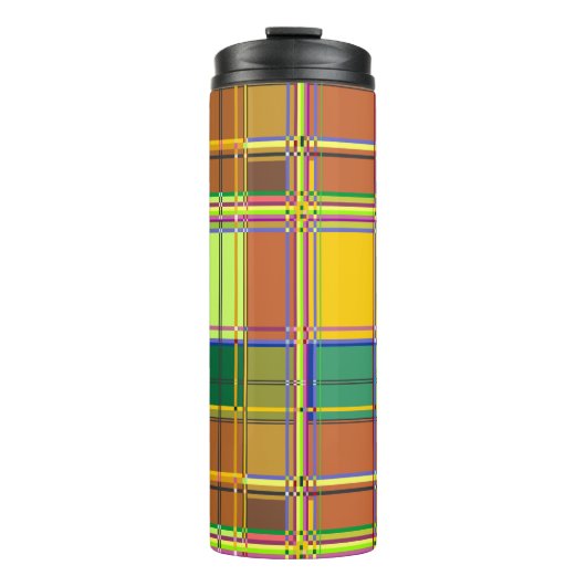 Karibische Bunte Stoff Madras Karo Thermosbecher (Vorderseite)