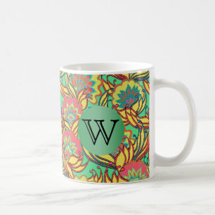 Karibische Farben Boho Floral mit Monogramm Kaffeetasse